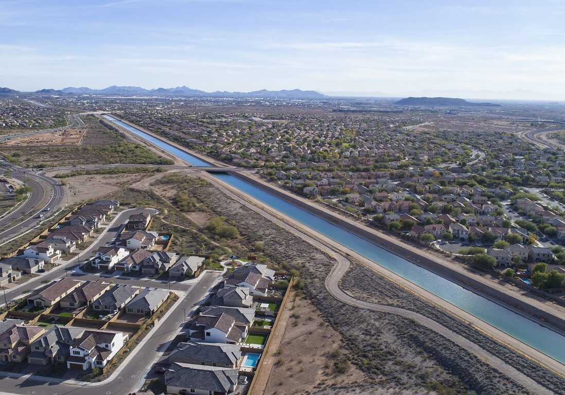 Aerial views of the Central Arizona Project (CAP) Canal, near Dixileta Avenue and I17, Phoenix, AZ 12/14/16